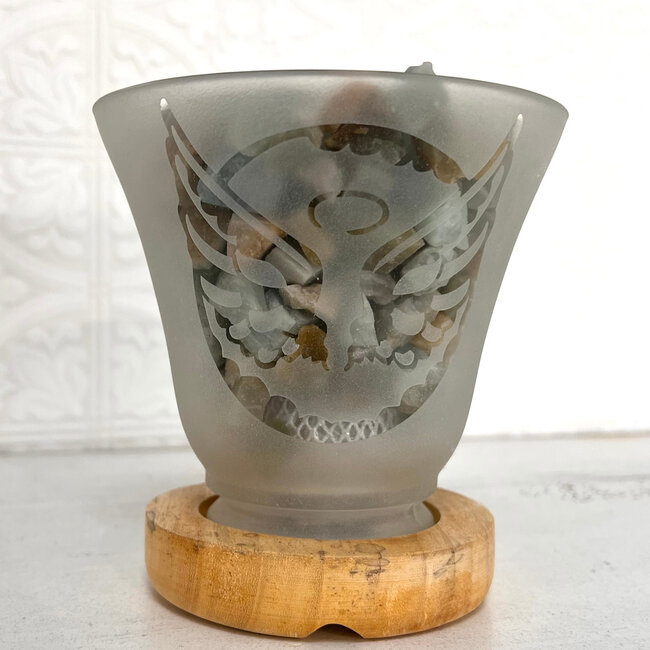 Aquamarine Lamps - Angel Wings Natural Rough Raw Chunks in Frosted Glass - Light Included