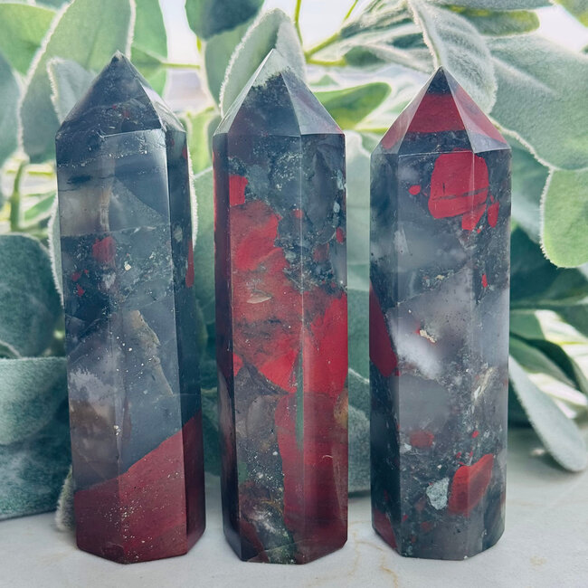Bloodstone Blood Stone (Seftonite Heliotrope) Towers Points Generators - Large (3-5")