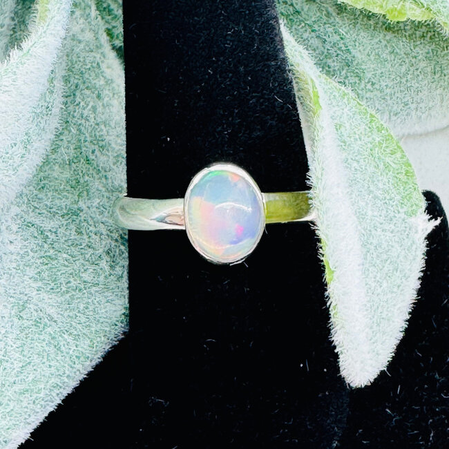 Ethiopian Opal Rings - Size 11 Oval Bezel Set - Sterling Silver
