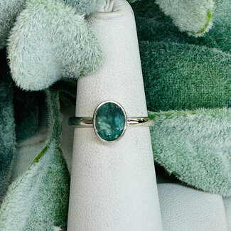 Blue Fluorite Rings - Size 6 Oval Faceted Bezel Set - Sterling Silver