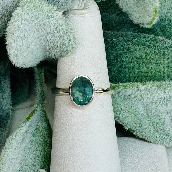 Blue Fluorite Rings - Size 6 Oval Faceted Bezel Set - Sterling Silver