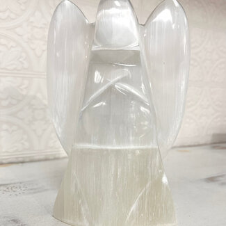 Selenite (Satin Spar Gypsum) Angel Lamps Lights - 8" Large Polished (Cord & Bulb Included)