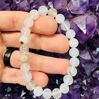 White Agate Bracelets - 8mm White Agate Bracelets - 8mm