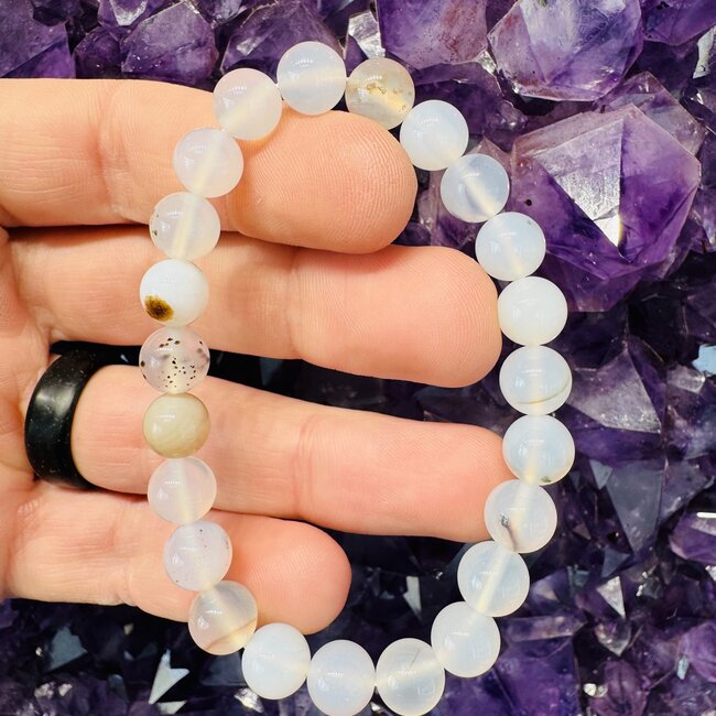 White Agate Bracelets - 8mm