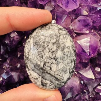 Pinolith Jasper Palm Pillow Pocket Stone - (Pine Nut Jasper) Pinolite