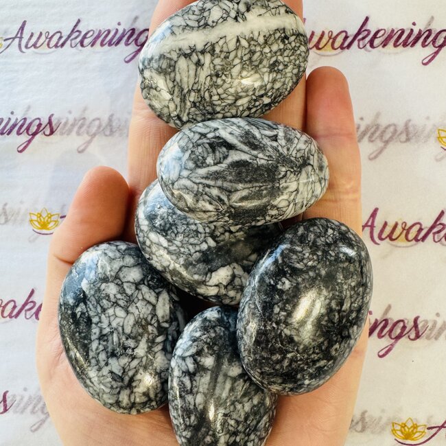 Pinolith Jasper Palm Pillow Pocket Stone - (Pine Nut Jasper) Pinolite