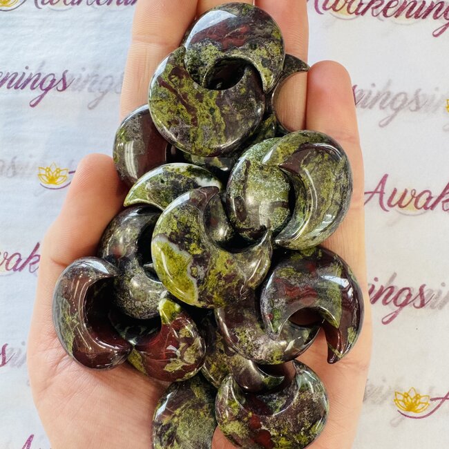 Dragons Blood Jasper Crescent Moon - Medium