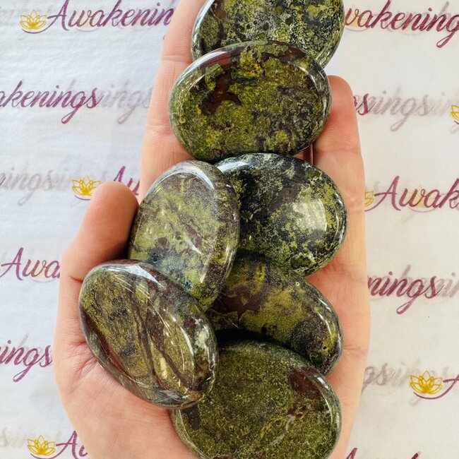 Dragon’s (Dragons Blood Stone) Jasper Worry (Thumb Fidget Relaxation Pocket) Stones - Oval Large