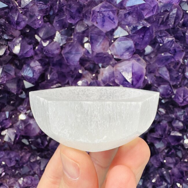 Selenite (Satin Spar Gypsum) Charging Bowl Dish - 2.5 - 3" Hexagon Small