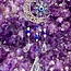 Evil Eye Sun Inside Crescent Moon Suncatcher Sun Catcher with Faceted Crystal Prism - Silver (Plated) Hangable 15" Home Decor Window Mirror Protection