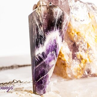 Amethyst Pendulum-Dowsing Hexagonal Faceted Cone Point Divination-Silver Chain-Crystal Gemstone