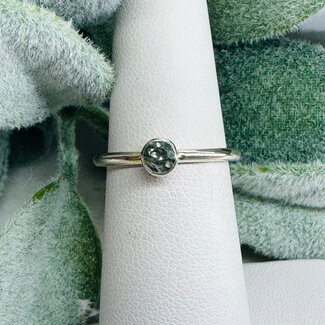 Green Tourmaline Rings - Size 6 Round Circle Faceted- Bezel Set Sterling Silver Watermelon