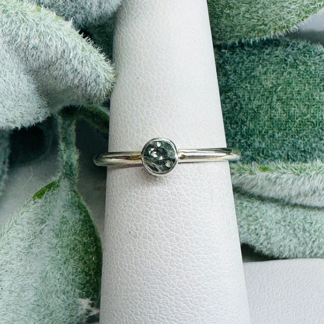 Green Tourmaline Rings - Size 6 Round Circle Faceted- Bezel Set Sterling Silver Watermelon