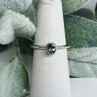 Green Tourmaline Rings - Size 7 Oval Faceted - Bezel Set Sterling Silver