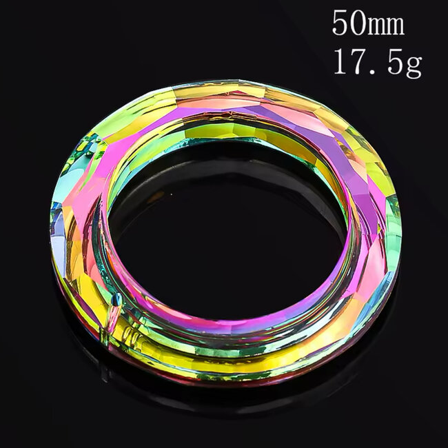 Circle Ring (Rainbow) Prism Suncatcher Sun Catcher - 50mm Iridescent Window Mirror Crystal - Faceted