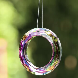 Circle Ring (Rainbow) Prism Suncatcher Sun Catcher - 50mm Iridescent Window Mirror Crystal - Faceted