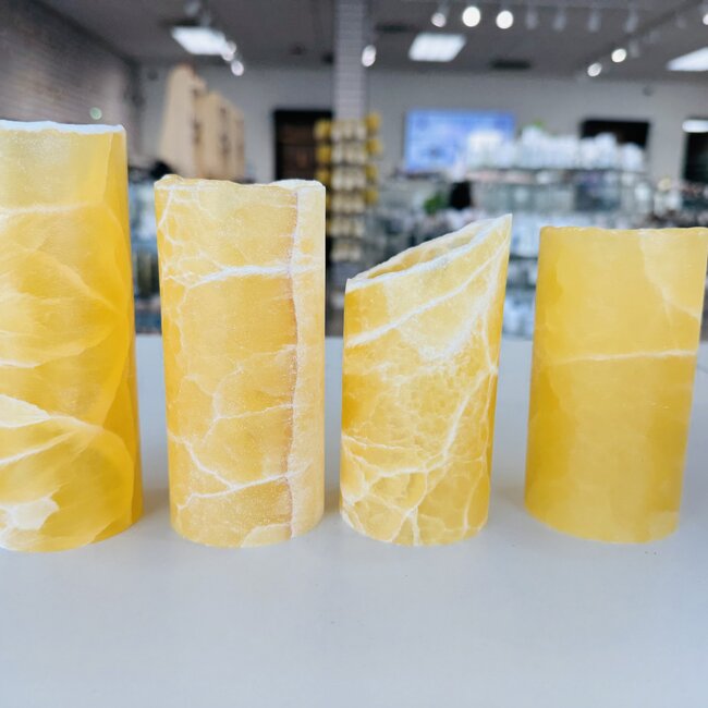 Honeycomb Calcite Cylinder Lamp Light - 4-5" Large (Light & Cord Included)