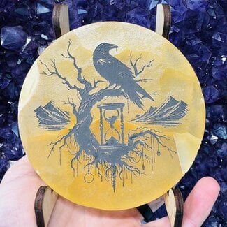 Honeycomb Calcite Raven Hourglass Display Light Lamp (Light & Cord Included)