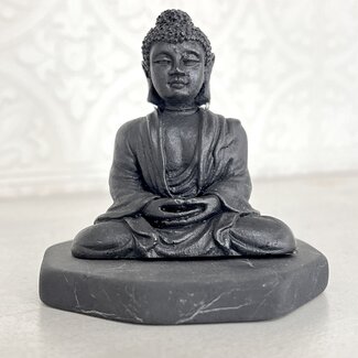 Shungite Sitting Buddha - Medium 3" Statue Statuary Carving Home Decor
