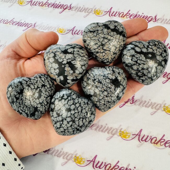 Snowflake Obsidian Puffy Hearts