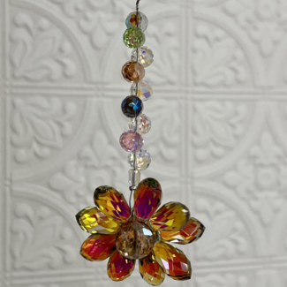 Daisy Flower (Rainbow) Crystal Prism Suncatcher Sun Catcher-Faceted Rainbow Small Prisms Mirror Window Prism
