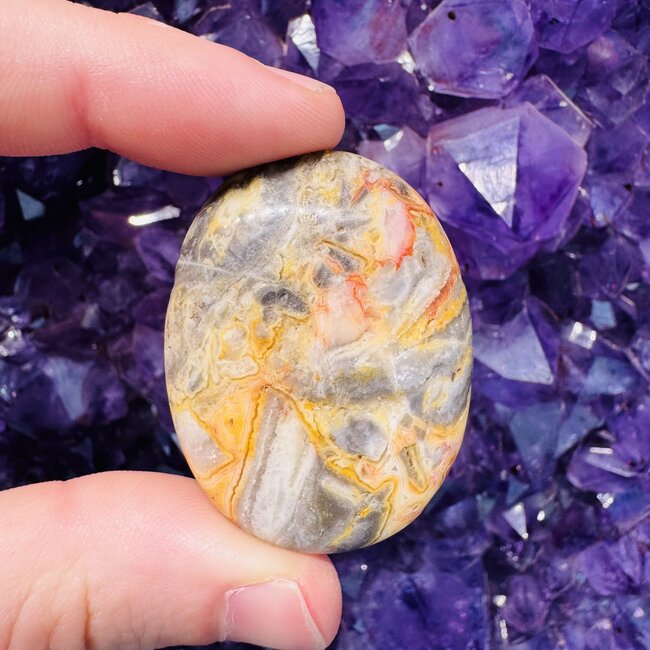 Crazy Lace Agate Palm Pillow Pocket Stone