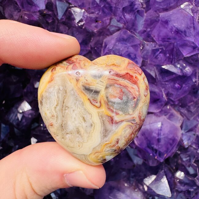 Crazy Lace Agate Puffy Hearts