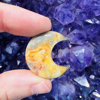 Crazy Lace Agate Crescent Moons - Medium