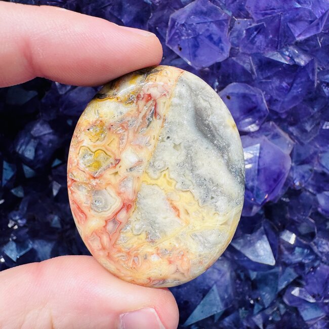 Crazy Lace Agate Worry (Thumb Fidget Relaxation Pocket) Stones - Oval Large