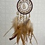 Citrine Dreamcatcher Dream Catcher Brown, Tan with Multi Colored Beads & Brown, Tan Feathers -3.25″DIA X 9.85″L