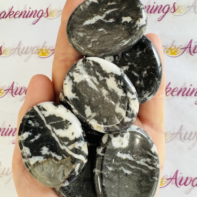 Zebra Agate Worry (Thumb Fidget Relaxation Pocket) Stones - Large Oval