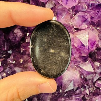 Black Tourmaline Worry (Thumb Fidget Relaxation Pocket) Stones - Medium Oval