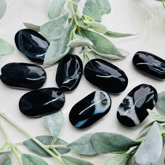 Black Agate Palm Pillow Stones Palmstones - Large