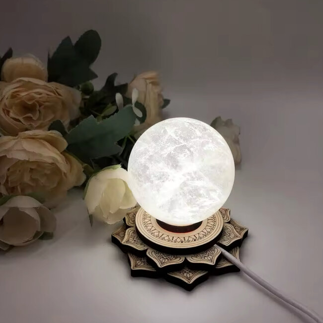 Lotus Wooden Light Lamp LED - 3- 4" USB Spheres Towers Stand Holder Base 3D Home Decor