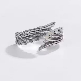 Angel Wings Feather Rings - Sterling Silver - Adjustable, Jewelry