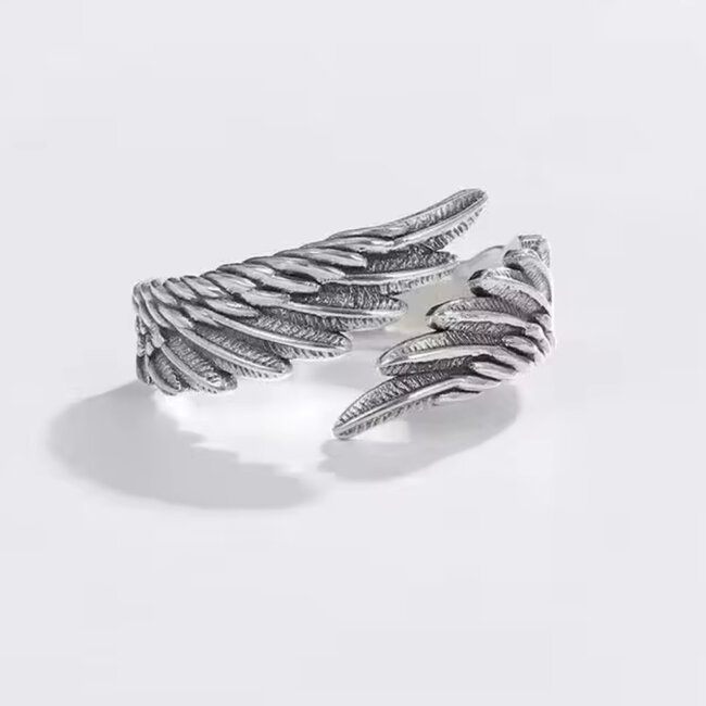 Angel Wings Feather Rings - Sterling Silver - Adjustable, Jewelry
