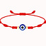 Evil Eye Bracelets - Red 7 Seven Knot Gold Beaded - Adjustable Parachute Corded Blue Eye