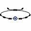 Evil Eye Bracelets - Black 7 Seven Knot Gold Beaded - Adjustable Parachute Corded Blue Eye