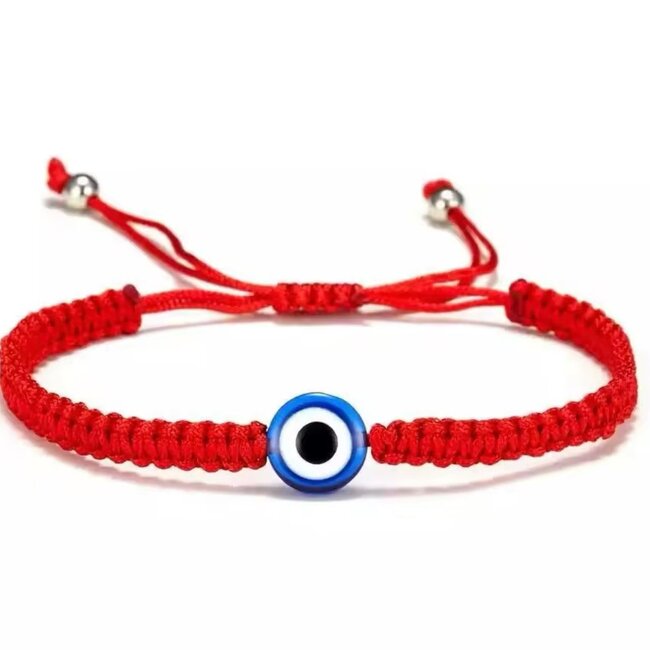 Evil Eye Bracelets - Red Braided Adjustable - Parachute String Protection