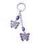 Evil Eye Keychains - Double Butterfly Butterflies - Blue Beaded Silver 5" Key Chains