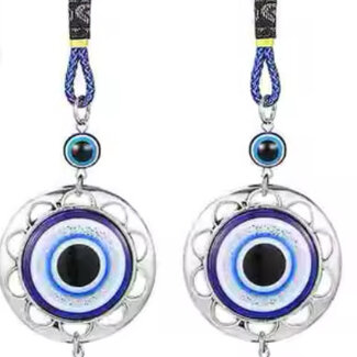 Evil Eye Keychains - Round Blue Beaded Tassel Talisman Key Chain