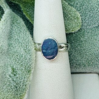 Australian Opal Rings - Size 6 Oval - Bezel Set Sterling Silver