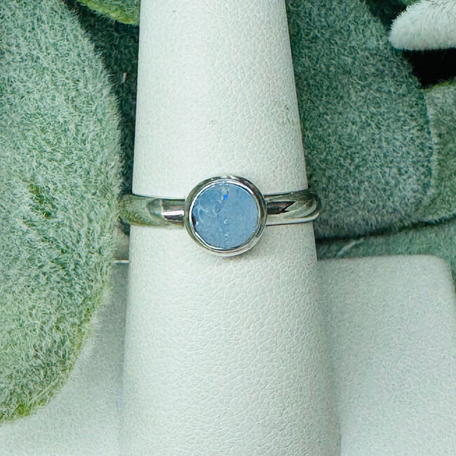 Doublet Opal Rings - Size 8 Round Circle - Bezel Set Sterling Silver