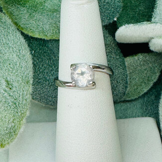 Rose Quartz Rings - Size 6 Round Circle - Bypass Faceted - Sterling Silver
