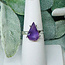 Amethyst Rings - Size 6 Pear Teardrop (Angled) Faceted - Prong Claw Set Sterling Silver