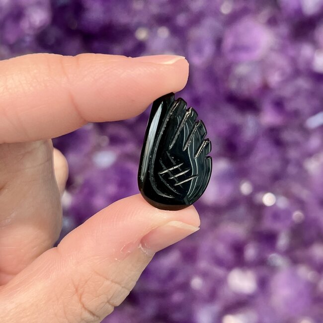 Black Obsidian Angel Wing - Mini 1" Carved