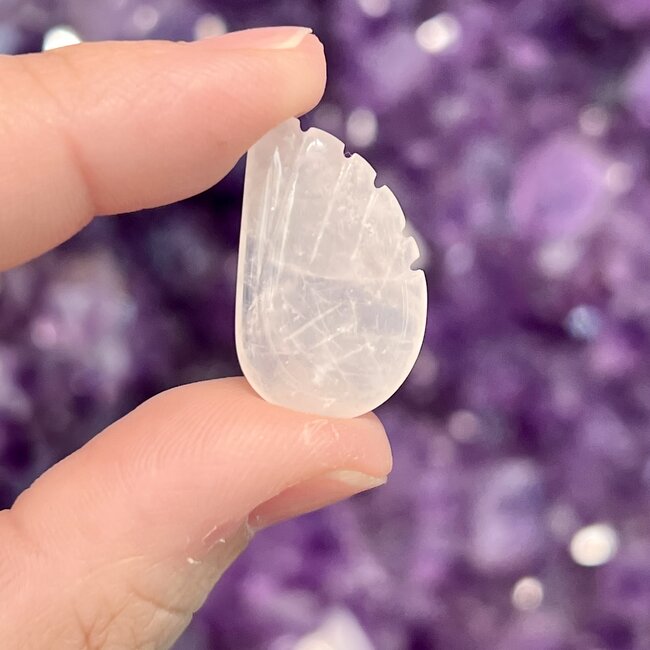 Rose Quartz Angel Wings - Mini 1" Carved Carving