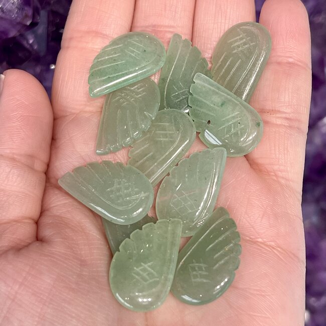 Green Aventurine Angel Wing - Mini 1" Carved