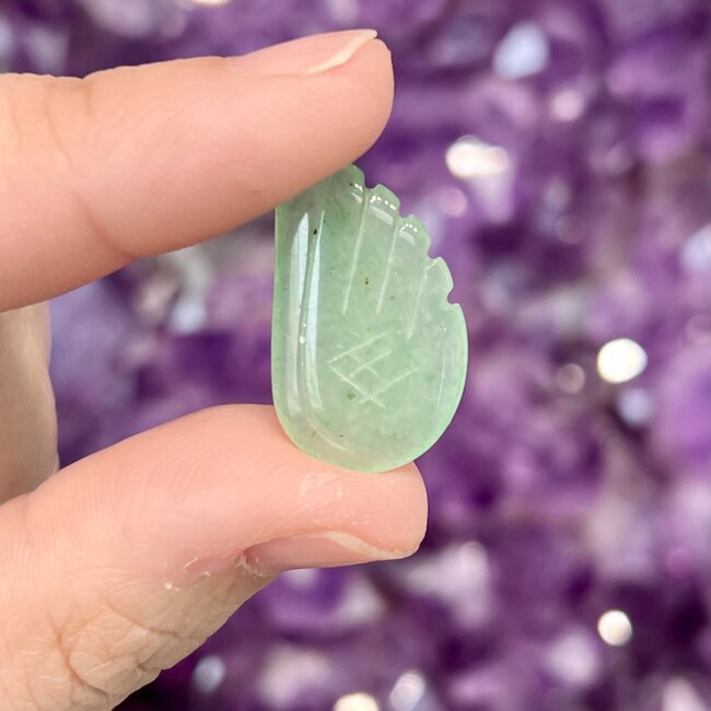 Green Aventurine Angel Wing - Mini 1" Carved