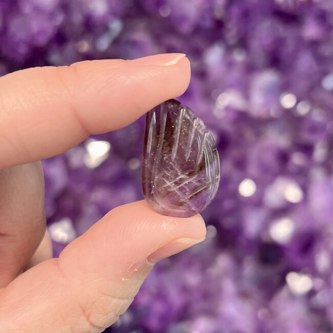 Amethyst Angel Wing - Mini 1" Carved